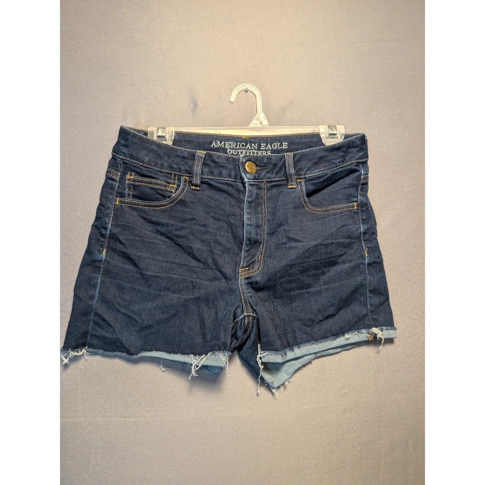 American Eagle Outfitters Cut Off Shorts Womens 10 Blue Denim Stretch High Rise